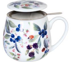 Könitz 1151432603 Becher mit Sieb und Deckel 400 ml - Tea for you Fruity Tea Berry by Victoria Lowe / Teebecher