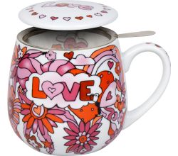 Könitz 1151433016 Becher mit Sieb und Deckel 400 ml - Power of Love by M. Koch - Tea for me / Teebecher