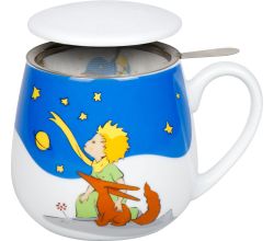 Könitz 1151433037 Becher mit Sieb und Deckel 400 ml - Der kleine Prinz Regenbogen - Tea for you / Teebecher
