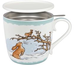 KÖNITZ 115S571527 Becher Weißt du eigentlich... WINTER 425 ml mit Sieb und Deckel / Der kleine Hase - Jahreszeiten