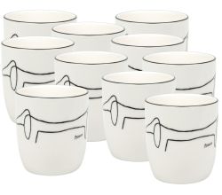 10er SET KÖNITZ 1172682770 Becher PICASSO - Le Chien (Der Hund) - 200 ml aus New Bone China Porzellan
