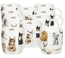 10er SET KÖNITZ 1172752866 Becher Natures Diversity - KATZEN 400 ml aus Bone China Porzellan / Artenvielfalt