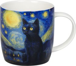 KÖNITZ 1172752918 Becher Arty Animals - Van Gogh's Cat 400 ml aus Bone China Porzellan / Katze
