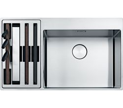FRANKE Spüle BOX CENTER BWX 220-54-27 A Workcenter links mit Druckknopfventil / Ausschnitt Slimtop 840 x 490 mm - R10