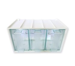 3er Schüttenkasten LUXUS grün transparent inkl. 3 Schütten / Mehlschütte / Küchenschütte