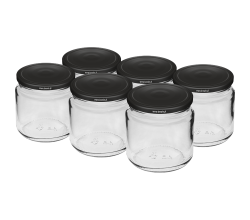 Browin 132216 Glas, 212 ml mit schwarzem Schraubverschluss TO Ø 66 mm, 6 Stk.