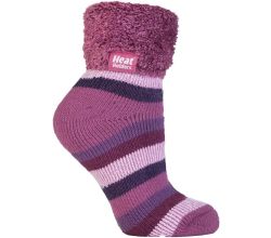 Heat Holders® LOUNGE Kuschelsocken für Damen - Muted Pink (Pink-Streifen), Größe 37 - 42