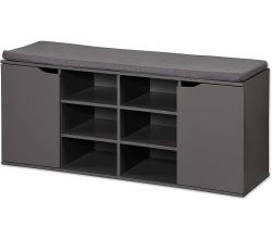 KESPER 1591913 Schuhschrank / Sitzbank, grau, mit Sitzkissen