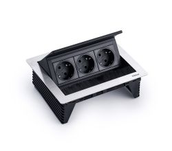 EVOline FlipTop Push 3-fach VDE Steckdosenleiste, versenkbar / Mehrfachsteckdose / Steckdosenverteiler