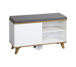 KESPER 1594213 Schuhschrank mit Sitzkissen, weiß, 77 x 30 x 48 cm