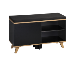 KESPER 1594313 Schuhschrank mit Sitzkissen, schwarz, 77 x 30 x 48 cm