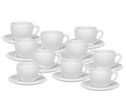 10er SET KÖNITZ Coffee Bar Kaffeetasse mit Untertasse 200 ml, weiß