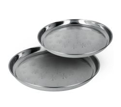 METALTEX Serviertablett rund INOX - satiniert in schwerer Qualität / Edelstahlplatte / Servierplatte