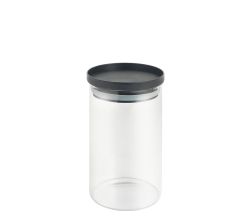 METALTEX 187214000 Aroma Line Vorratsglas rund 1000 ml aus Borosilikatglas, Deckel mit Silikondichtung, stapelbar