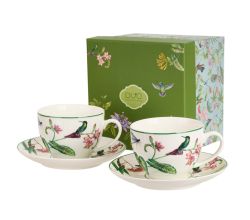 DUO 2er-Set Tassen SOUND OF PARADISE, 270 ml mit Untertassen, New Bone China Porzellan