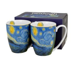DUO ART GALLERY 2er-Set Klassischer Becher 360 ml STARRY NIGHT inspired by Van Gogh New Bone China Porzellan