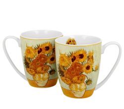 DUO ART GALLERY 2er-Set Becher 360 ml SUNFLOWERS inspired by Van Gogh New Bone China Porzellan