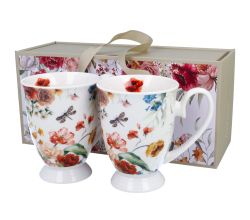 DUO 2er-Set Becher REBECCA mit Fuß, 340 ml, New Bone China Porzellan, in Geschenkbox