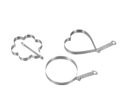 METALTEX Spiegeleierformer 3 Motive im SET / Spiegelei - Formen Kreis, Herz, Blume