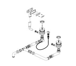 BLANCO Ablaufgarnitur 224710 mit Ablauffernbedienung und c-overflow / Drehexcenter