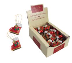100er SET Nikolausstiefel, lose 12,5 g mit Aufhänger im Karton / Schokolade / Weihnachten
