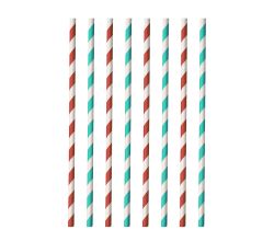Metaltex 253132000 Trinkhalme aus Papier 40 Stück rot/aquamarin