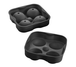 METALTEX 253536001 Flexible Eiswürfelform aus Silikon für 4 Kugeln mit Ø 4,5 cm