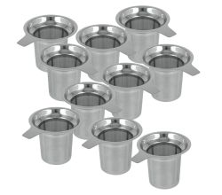 10er SET METALTEX 253835 Tee-Sieb groß mit Griff, Inox, Teesieb für Tassen und Teegläser