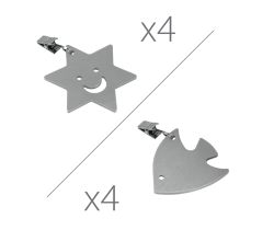 Metaltex 254511010 Tischtuchbommeln Stern oder Fisch 4er-Set, motivisch sortiert, silber