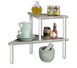 KESPER 27812 Küchenregal mit 2 Ebenen, Beton-Optik, weiß / Etagenregal / Eckregal / Regal