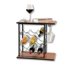 KESPER 27830 Weinregal 9 Flaschen braun/schwarz Holz/Metall