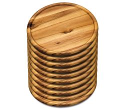 10er SET KESPER 28462 Pizzateller 32 cm aus FSC-zertifiziertem Akazienholz / Holzteller / Pizzaunterlage / Pizza-Holzteller / Holzgeschirr