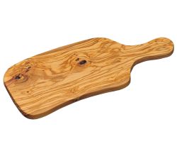 KESPER 2912060 Schneidebrett aus Olivenholz mit Griff, 39 x 16,5 x 1,6 cm / Schneidbrett / Servierbrett