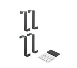 Metaltex 299752001 Türhaken 4er Set schwarz, für Türstärken 1,6 cm und 2,2 cm geeignet