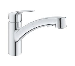 GROHE 30305001 Küchenarmatur Eurosmart Einhand-Spültischbatterie mit herausziehbarer Spülbrause, 1/2 Zoll, chrom