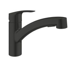 GROHE 303052431 Küchenarmatur Eurosmart Einhand-Spültischbatterie mit herausziehbarer Spülbrause, 1/2 Zoll, matt black