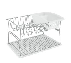 METALTEX Geniustex 45 x 31 x 28 cm - Spülkorb mit Abtropfschale und Bestecksammler, silber/transparent, Polytherm / Geschirrkorb / Abtropfgestell
