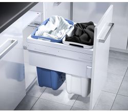 Hailo 3270461 LAUNDRY CARRIER 450 Wäschesortierer 2-fach mit Überauszug und Dämpfung / HAILO 3270-46 / Wäschebox / Wäschekorb