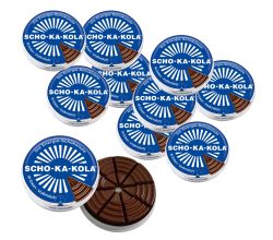 10er SET Scho-Ka-Kola Vollmilch Schokolade 100 g Dose / Energie-Schokolade / SchoKaKola