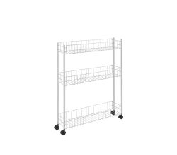 METALTEX 341433014 Fino Allzweckwagen, 3 Etg. 60x16x72 cm plastifiziert / Rollregal extra schmal