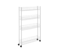 METALTEX 341434014 Fino Allzweckwagen, 4 Etg. 60x16x95 cm plastifiziert / Rollregal extra schmal