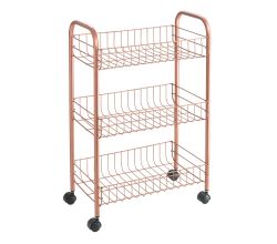 METALTEX 344403000 Lugano Allzweckwagen mit 3 Etagen Polytherm Copper / Rollregal, Höhe 63 cm