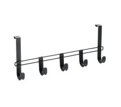 METALTEX 351900000 Hook Line Türhängeleiste Lava 38 cm mit 5 Haken, TouchTherm, matt schwarz / Raumsparer