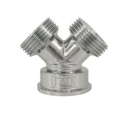 PUTEUS 35992 Y-Stück zum Wasseranschluss, Anschlüsse innen und außen 3/4 Zoll / Y-Verteilerstück / Waschmaschinenanschluss / Spülmaschinenanschluss