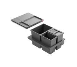 HAILO 3620471 Abfallsorter SEPARATO K 450 18/8/8/D dunkelgrau mit 34 Liter Abfallvolumen für 45 cm Schrankbreite