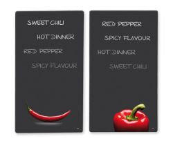 Multi - Glasschneideplatte 2er Set CHILI / Kesper / Herdabdeckplatten / Glasschneidbrett / Glasplatte / Spritzschutz
