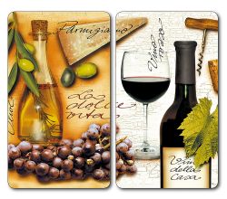 KESPER 3653713 Multi-Glasschneideplatte 2er Pack Motiv ITALIEN / Herdabdeckplatte / Glasschneidbrett / Glasplatte / Spritzschutz