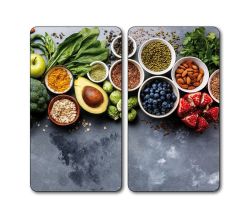 KESPER 3654313 Multi-Glasschneideplatte 2er Pack Motiv AVOCADO / Herdabdeckplatte / Glasschneidbrett / Glasplatte / Spritzschutz