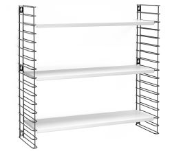 METALTEX 377603076 Bücherregal TOMADO mit 3 weißen Böden u. schwarzen Seiten / Hängeregal / TOMADO-Regalsystem