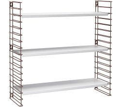 METALTEX 377605325 Bücherregal TOMADO mit 3 weißen Böden u. Seitengittern in bronze / Hängeregal / TOMADO-Regalsystem